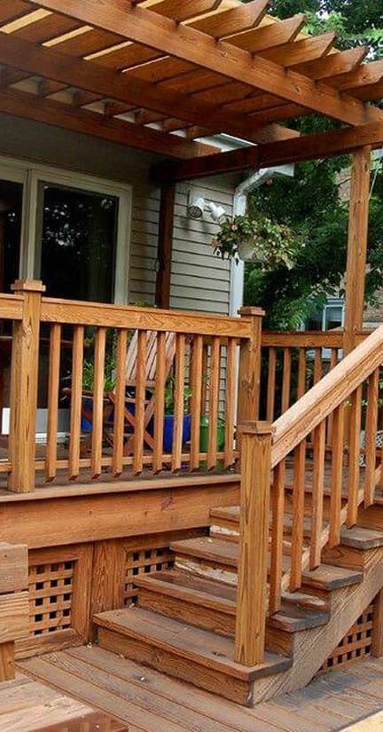 Wooden deck with pergola and vertical.